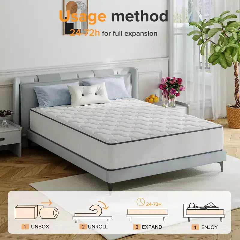 Materasso Ibrido Rigido Medio – Molle Insacchettate e Memory Foam, Bianco