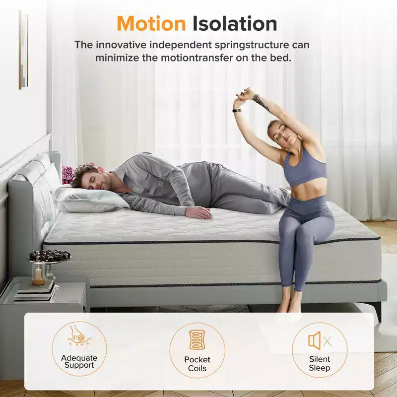 Materasso Ibrido Rigido Medio – Molle Insacchettate e Memory Foam, Bianco