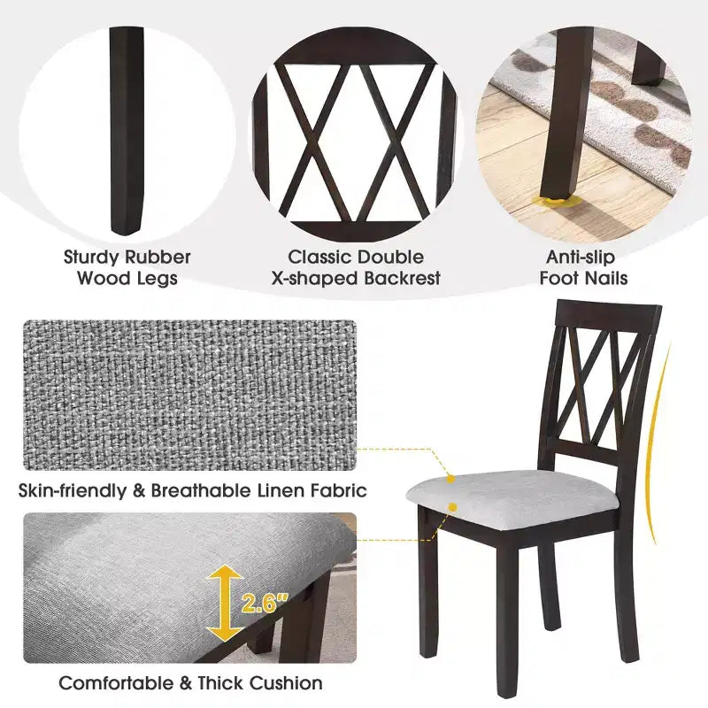 Merax 3-Piece Extendable Drop Leaf Dining Set with Upholstered Chairs