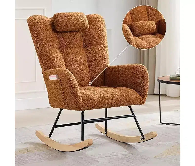 TROPOW Fauteuil à Bascule pour Enfant, Fauteuil à Bascule Rembourré avec Dossier Haut, Chaise Longue d'Appoint Moderne pour Salon, Chambre à Coucher