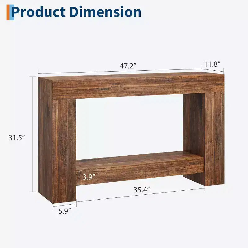 Console table, double-layer console table with storage space, used for living room