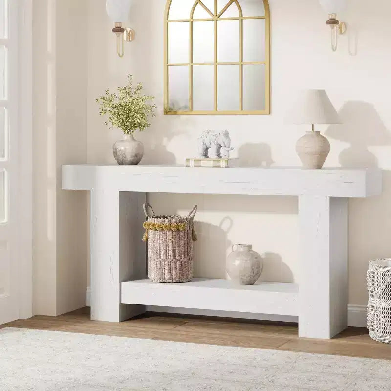 Console table, double-layer console table with storage space, used for living room