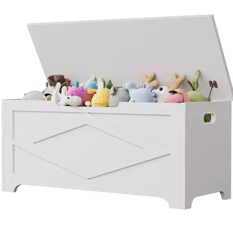 39.4 Storage Chest, Wooden Storage Bench with Safety Hinge, Easy Assembly, Farmhouse Style Large Toy Chest for Entryway, Living Room, Bedroom