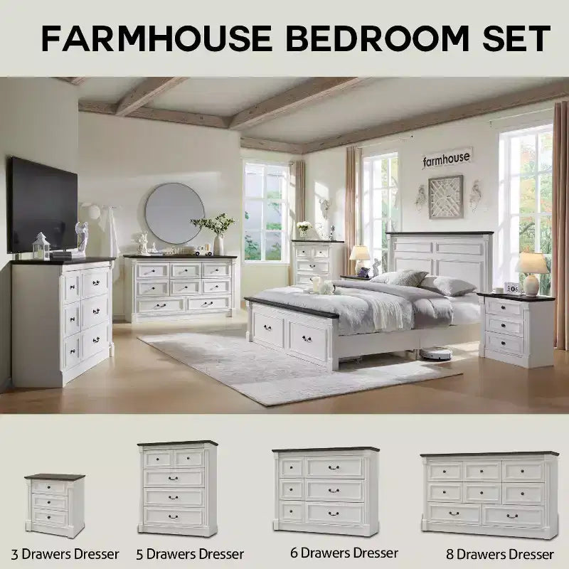 Mastgoal 48 Commode de Ferme à 6 Tiroirs, Rangement de Placard Rustique en Bois avec Colonne Romaine pour Chambre