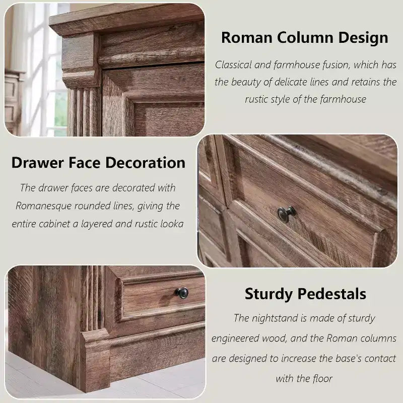Mastgoal 48 Commode de Ferme à 6 Tiroirs, Rangement de Placard Rustique en Bois avec Colonne Romaine pour Chambre
