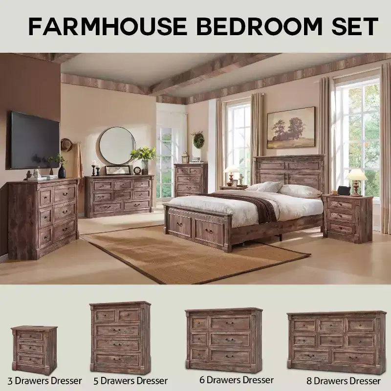 Mastgoal 48 Commode de Ferme à 6 Tiroirs, Rangement de Placard Rustique en Bois avec Colonne Romaine pour Chambre