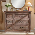 Mastgoal 48 Commode de Ferme à 6 Tiroirs, Rangement de Placard Rustique en Bois avec Colonne Romaine pour Chambre