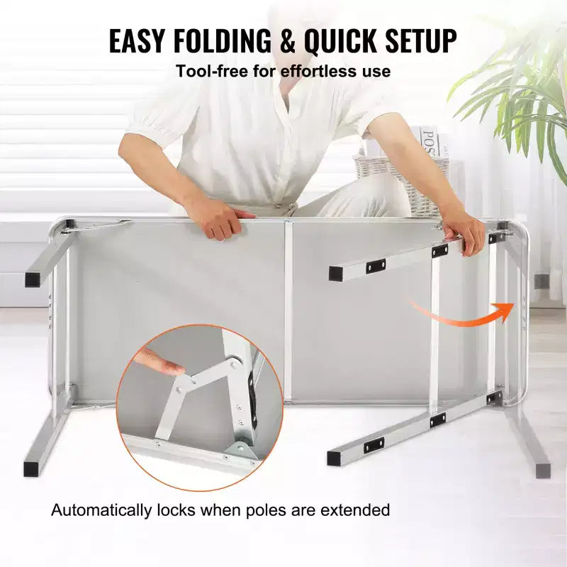 VEVOR Folding Portable Bar Table, Tradeshow Podium Table for Indoor, Outdoor, Party, Picnic, Exhibition, Includes Carrying Case, Black