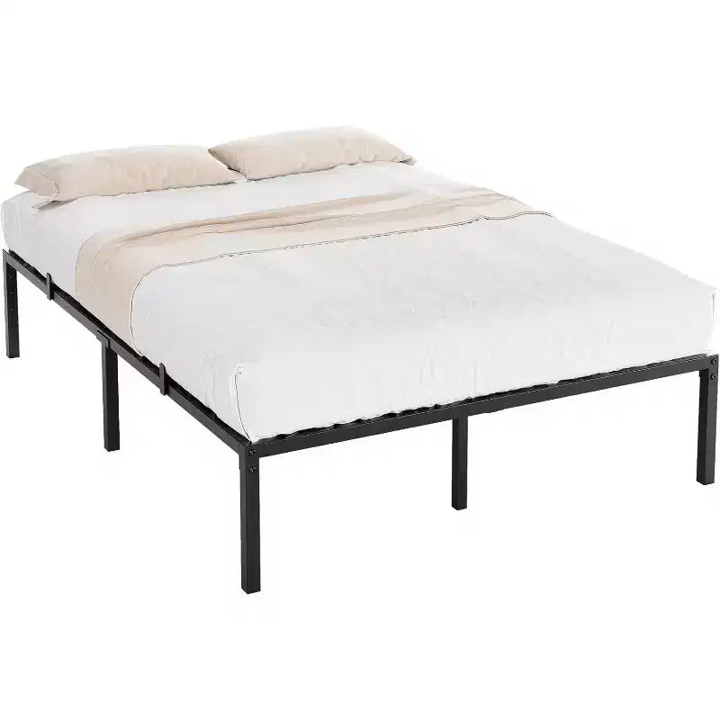 Acekool Full Size Metal Bed Frame, 16 Inch Tall Platform, Heavy Duty 1000 lbs Support, No Box Spring Needed, Storage Space, Sturdy Steel Slats, Black