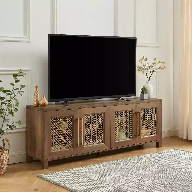 Meuble TV Probe Hues de 176,5 cm de large pour téléviseurs de 198 cm avec rangement