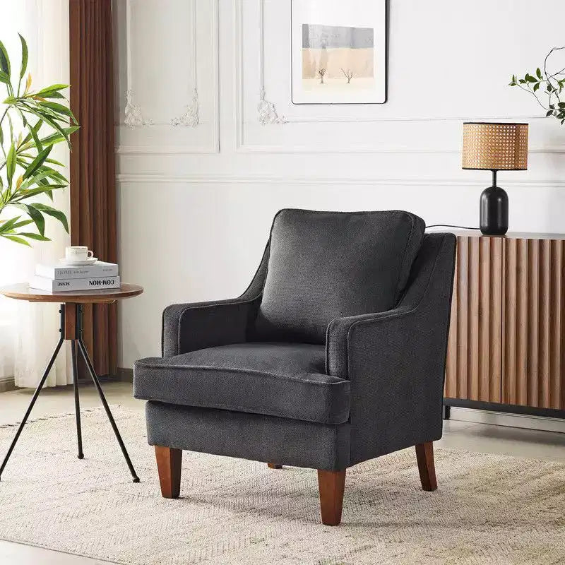 Karl Home |29 inch Wide T-Cushion Polyester Solid Wood Accent Chair