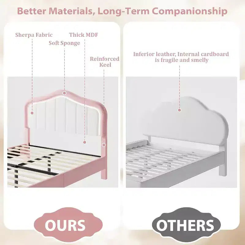 Cadre de lit double rembourré avec tiroir de rangement et tête de lit intelligente à LED, support à lattes en bois, pas besoin de sommier tapissier, montage facile