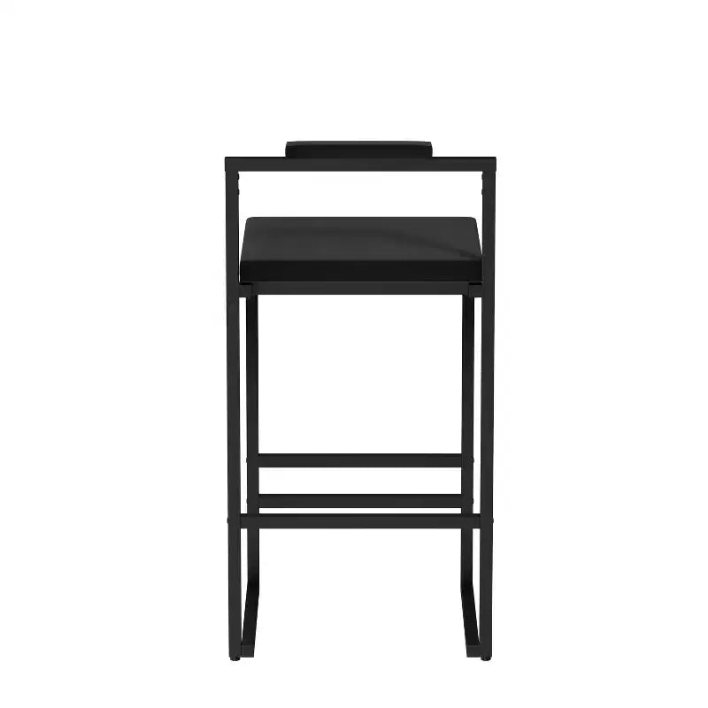 Set di 2 Moderni Sgabelli da Bar in Velluto Altezza Bancone con Poggiapiedi, Nero