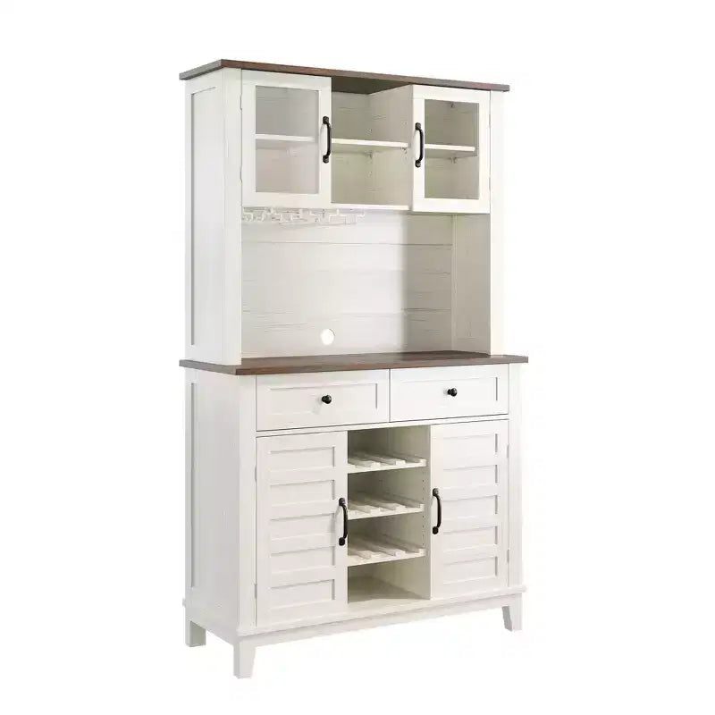 Mobile Bar da 72 pollici con Portabottiglie, Portabicchieri e Ripiano Regolabile, Bianco