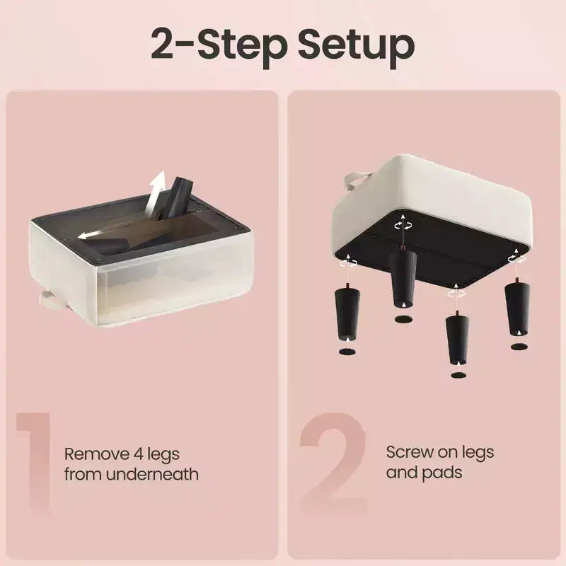 LEDREM Small Velvet Ottoman Foot Stool with Angled Legs, Thick Foam Cushion, Hidden Storage & Carry Handle, for Living Room, Bedroom, Entryway