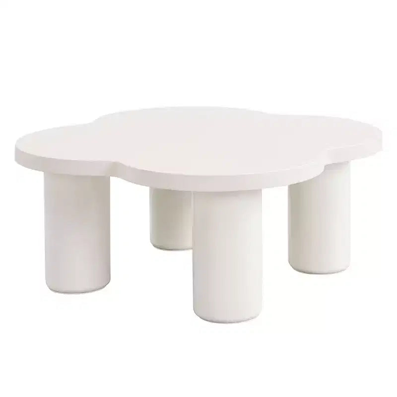 Lot de 2 tables basses modernes Okak, piétement sculptural colonne romaine et plateau en verre, tables d'appoint, table basse irrégulière pour salon