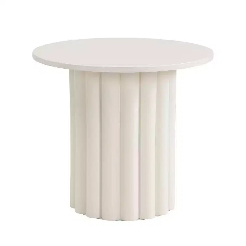 Lot de 2 tables basses modernes Okak, piétement sculptural colonne romaine et plateau en verre, tables d'appoint, table basse irrégulière pour salon