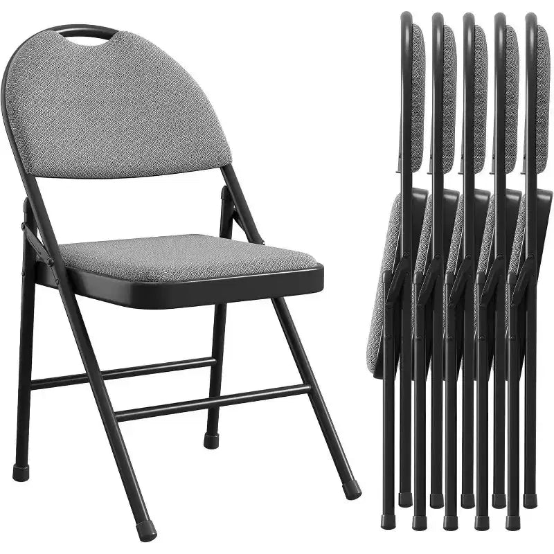 4 Pack Fabric Padded Folding Chairs, Metal Foldable Chairs with Padded Back, 350 lbs Capacity, for Indoor Outdoor Events, Commercial Use