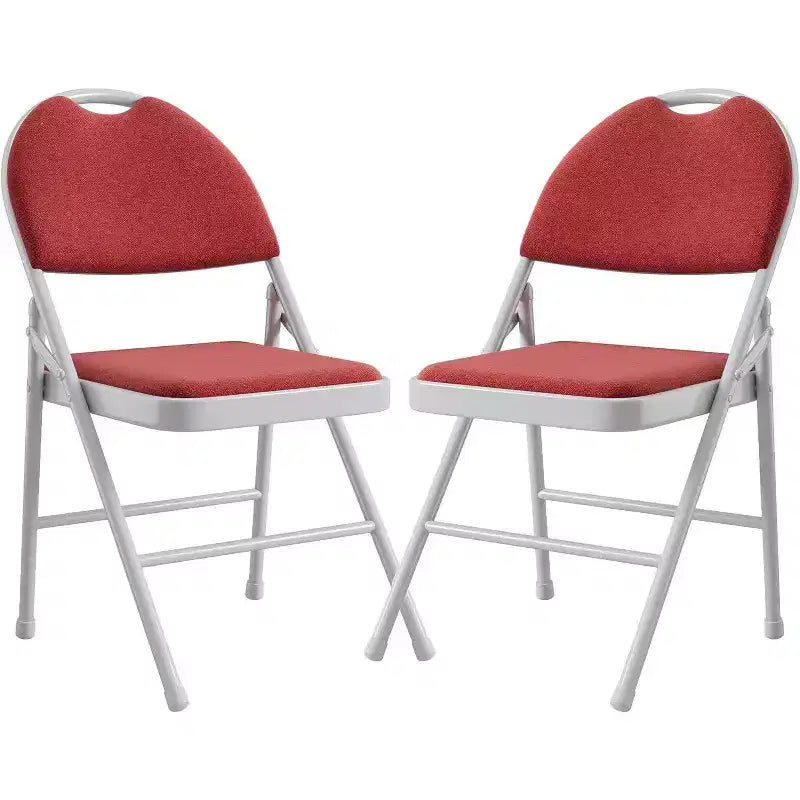 4 Pack Fabric Padded Folding Chairs, Metal Foldable Chairs with Padded Back, 350 lbs Capacity, for Indoor Outdoor Events, Commercial Use