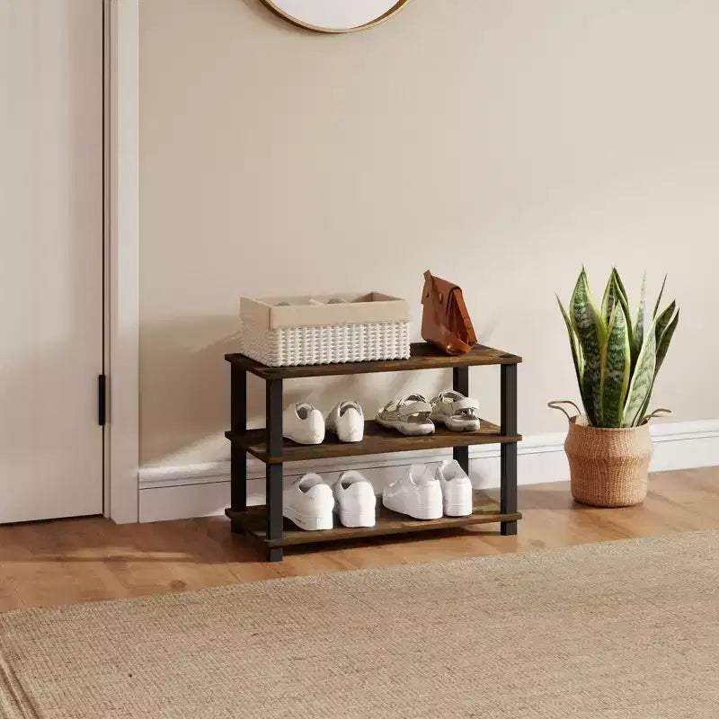 HOMLUX Étagère à chaussures 3 niveaux pour 9 paires, aucun outil nécessaire