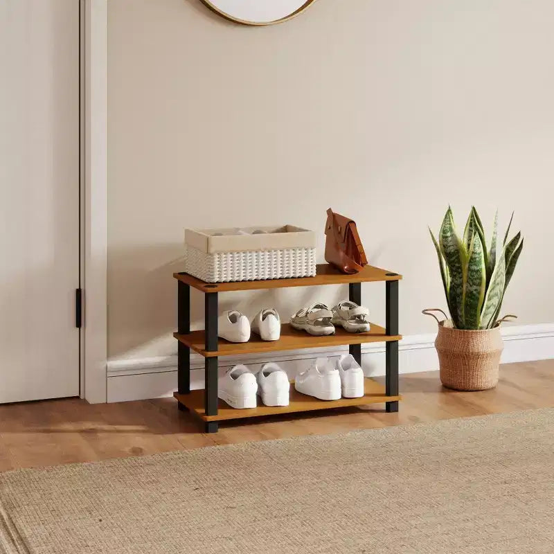 HOMLUX Étagère à chaussures 3 niveaux pour 9 paires, aucun outil nécessaire