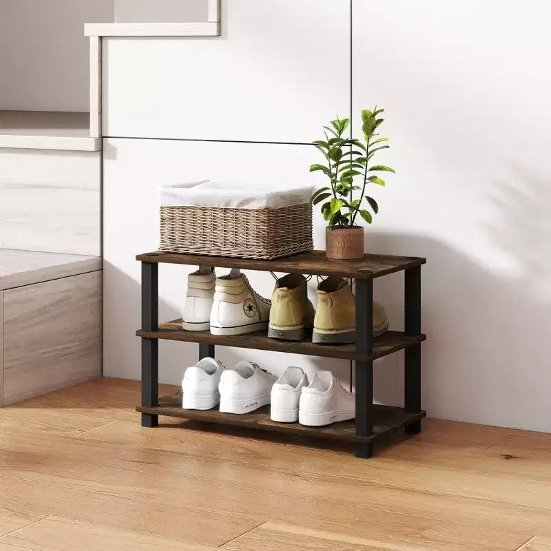 HOMLUX Étagère à chaussures 3 niveaux pour 9 paires, aucun outil nécessaire