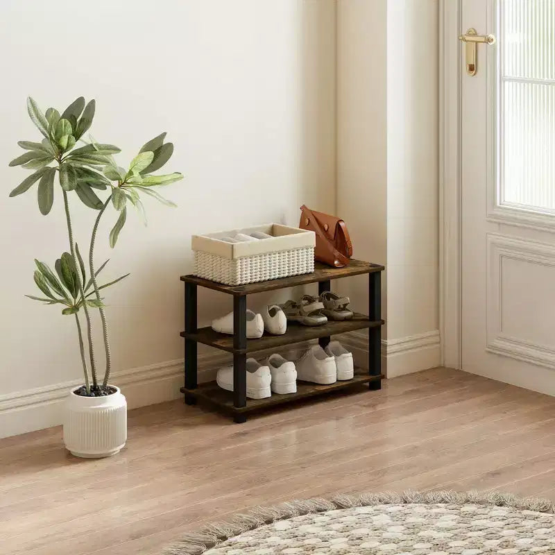 HOMLUX Étagère à chaussures 3 niveaux pour 9 paires, aucun outil nécessaire
