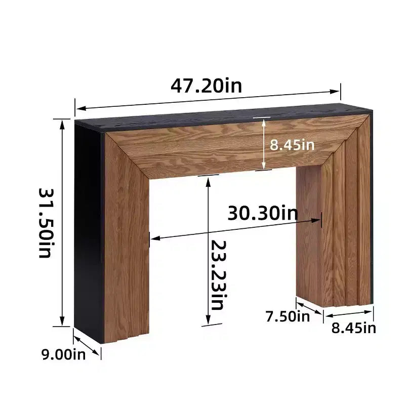 GDFStudio Blanche Modern 47 Fir Wood Rectangle Console Table