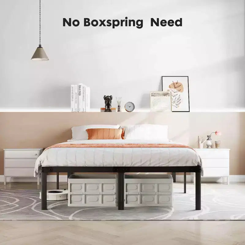 Alvantor Heavy Duty Metal Bed Frame with Steel Slat Support  No Box Spring Needed, 12 Underbed Storage, Quick Assembly, 300 lb Capacity (Full)