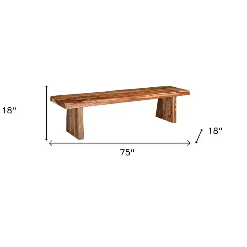 HomeRoots 75 Brown Solid Wood Live Edge Dining Bench
