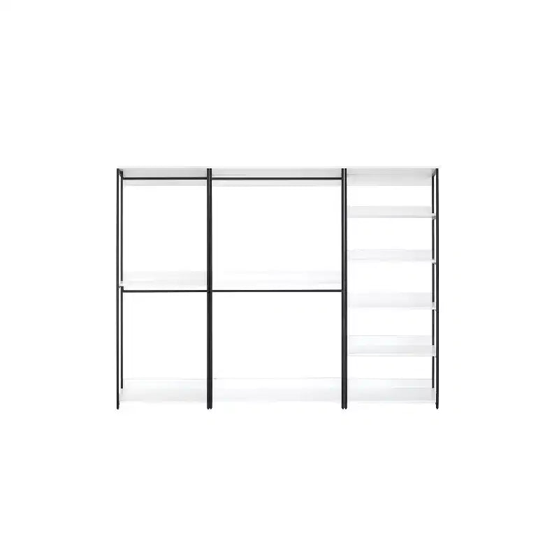 Système de rangement de placard HomeStock 77,7 po H x 111 po L en composite de bois blanc pour rangement universel avec bacs de rangement