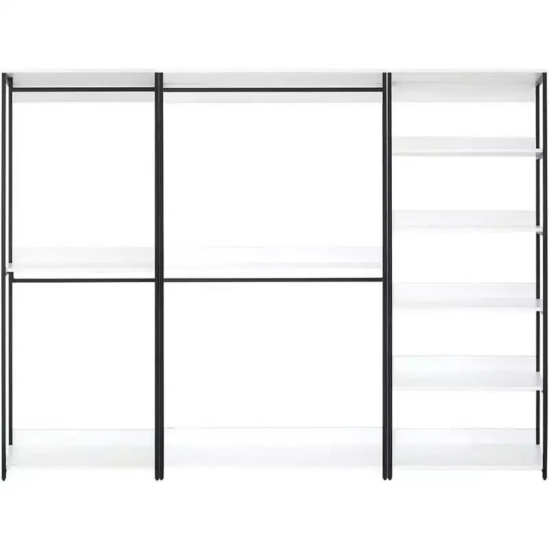 Système de rangement de placard HomeStock 77,7 po H x 111 po L en composite de bois blanc pour rangement universel avec bacs de rangement