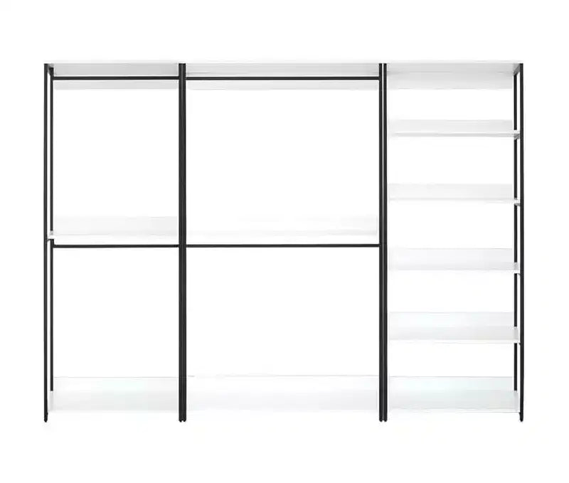 Système de rangement de placard HomeStock 77,7 po H x 111 po L en composite de bois blanc pour rangement universel avec bacs de rangement