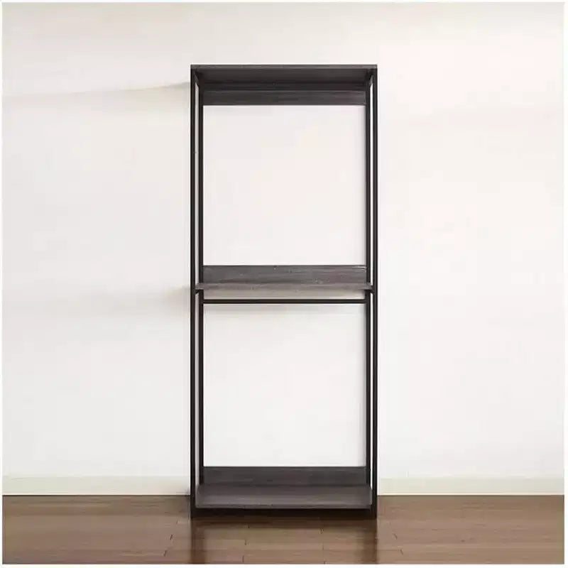 HomeStock 77.7 in.H x 111 in.W Black Wood Composite Closet System for Universal Storage with Storage Bins
