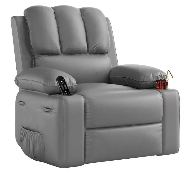 Fauteuil inclinable surdimensionné TOPOW, fauteuils inclinables pivotants à 360° avec chaleur et massage, fauteuil inclinable en éponge douce haute densité avec porte-gobelet et poche latérale