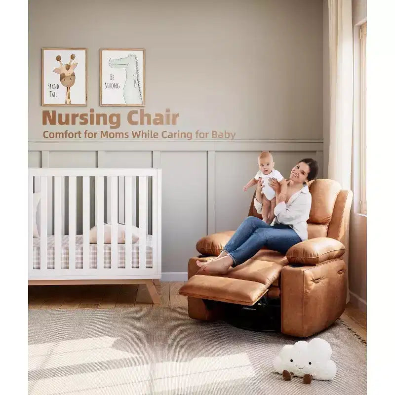 Fauteuil inclinable surdimensionné TOPOW, fauteuils inclinables pivotants à 360° avec chaleur et massage, fauteuil inclinable en éponge douce haute densité avec porte-gobelet et poche latérale