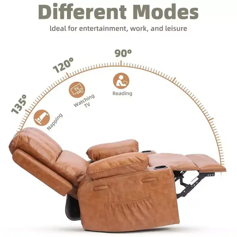 Fauteuil inclinable surdimensionné TOPOW, fauteuils inclinables pivotants à 360° avec chaleur et massage, fauteuil inclinable en éponge douce haute densité avec porte-gobelet et poche latérale