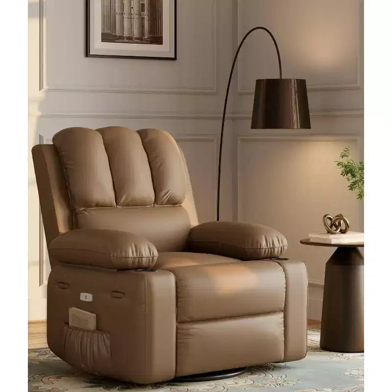 Fauteuil inclinable surdimensionné TOPOW, fauteuils inclinables pivotants à 360° avec chaleur et massage, fauteuil inclinable en éponge douce haute densité avec porte-gobelet et poche latérale