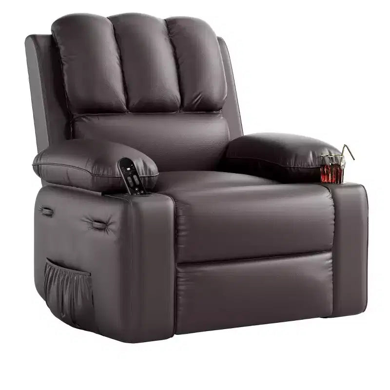 Fauteuil inclinable surdimensionné TOPOW, fauteuils inclinables pivotants à 360° avec chaleur et massage, fauteuil inclinable en éponge douce haute densité avec porte-gobelet et poche latérale