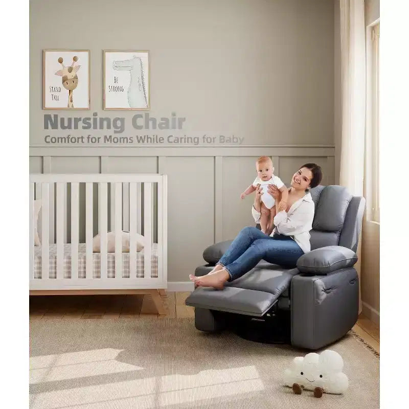 Fauteuil inclinable surdimensionné TOPOW, fauteuils inclinables pivotants à 360° avec chaleur et massage, fauteuil inclinable en éponge douce haute densité avec porte-gobelet et poche latérale