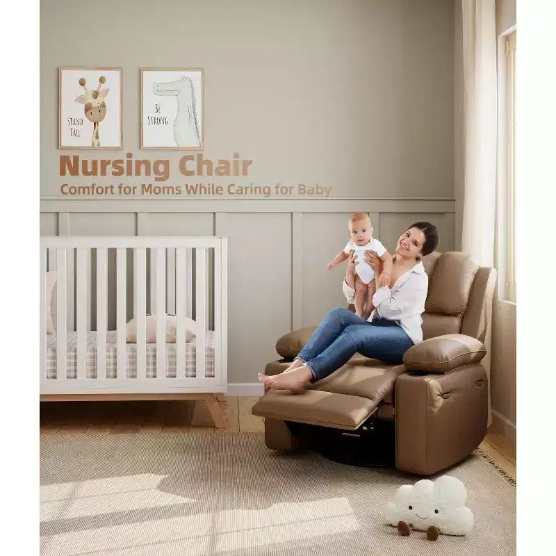 Fauteuil inclinable surdimensionné TOPOW, fauteuils inclinables pivotants à 360° avec chaleur et massage, fauteuil inclinable en éponge douce haute densité avec porte-gobelet et poche latérale