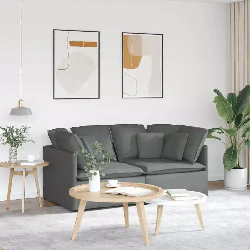 vidaXL Modular Sofa with Cushions - Velvet Dark Gray, 78.7x39.4 Durable Metal Frame for Living/Bedroom