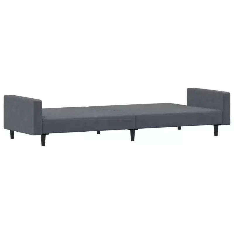 vidaXL Dark Gray Velvet 2-Seater Convertible Sofa Bed with Footstool - Soft Twin Sleeper, Adjustable Backrest, Sturdy Wooden Frame