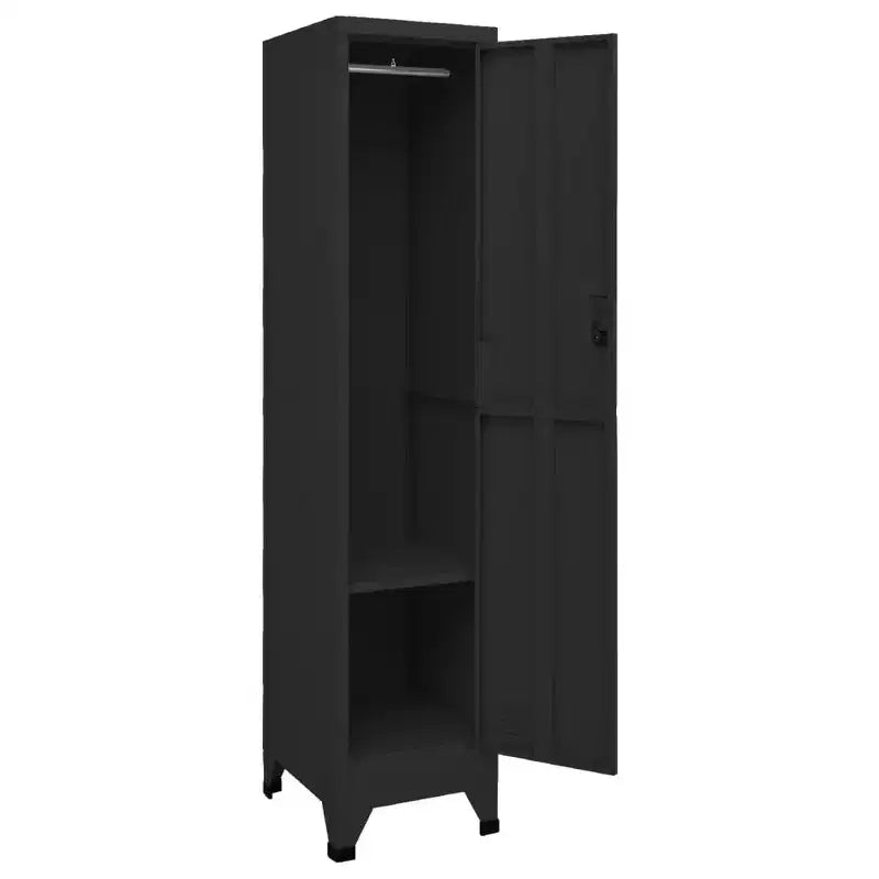 vidaXL Locker Cabinet Black Steel Medium Locker Cabinet Rectangular