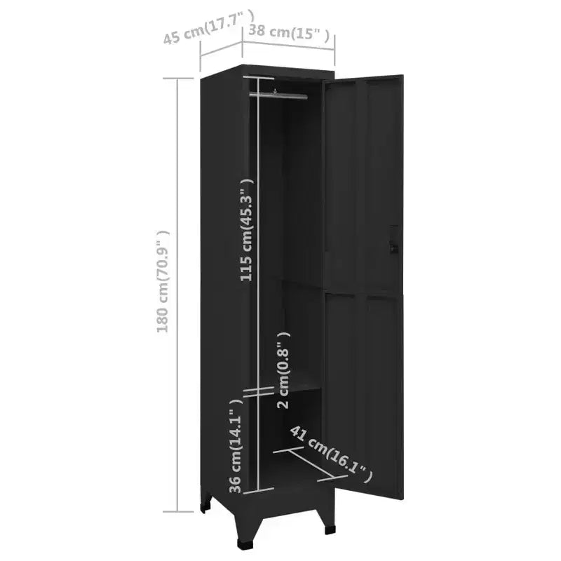 vidaXL Casiers vestiaire Noir Acier Casier vestiaire rectangulaire