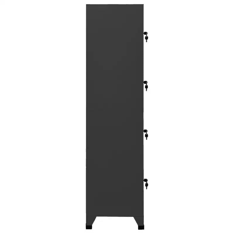 vidaXL Locker Cabinet | Steel | Anthracite | 15x17.7x70.9 | 4 Lockable Doors | Name Tag Holders | Office, School, Gym Storage Solution