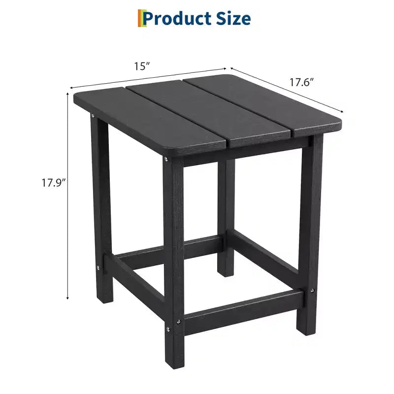 Table d'appoint d'extérieur carrée Adirondack en PEHD, résistante aux intempéries et facile à monter, petite table de patio durable pour la plage, la piscine, le balcon, le porche