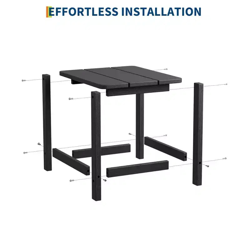 HDPE Adirondack Square Outdoor Side Table,Weather Resistant & Easy Assembly Patio End Tables,Durable Small Patio Table for Beach,Pool, Balcony, Porch