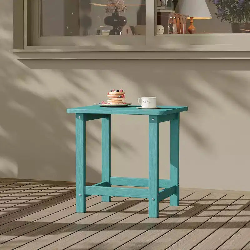 Table d'appoint d'extérieur carrée Adirondack en PEHD, résistante aux intempéries et facile à monter, petite table de patio durable pour la plage, la piscine, le balcon, le porche