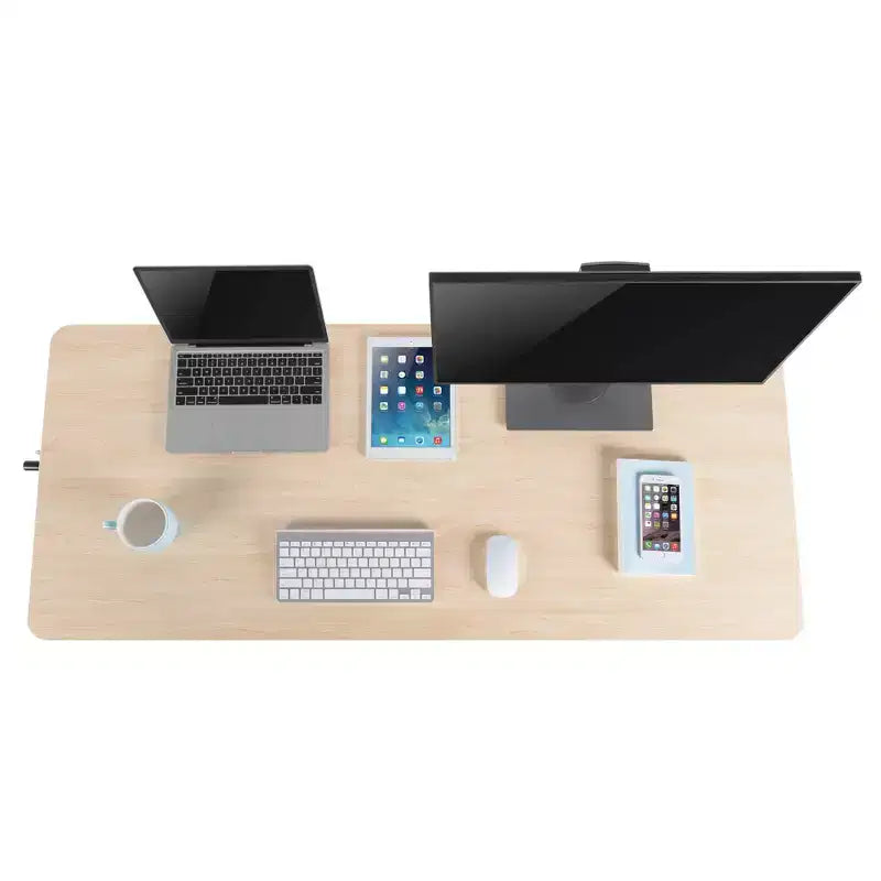 Stand Steady Tranzendesk | 55 Inch Standing Desk | Crank Height Adjustable Sit to Stand Workstation | Ergonomic Desk Supports 3 Monitors (Maple)